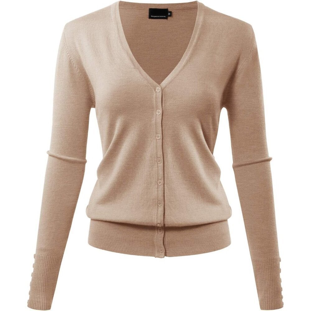 Women's Lightweight Knit V-Neck Cardigan with Button Closure Medium